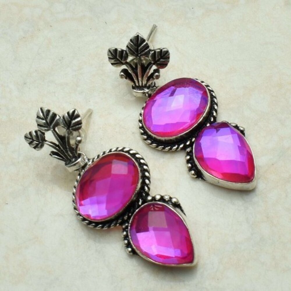 Fire Topaz Sterling Silver Earrings